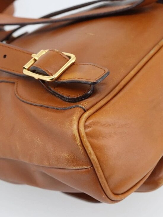 GUCCI Bamboo Backpack Leather Brown Gold Auth ka4595 main image 10